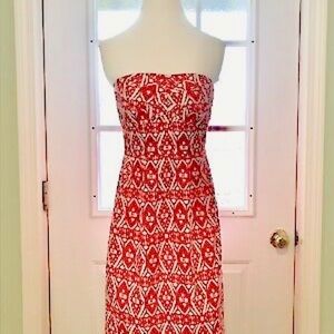 J Crew Red Tribal Print Dress